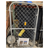 Metal Bi-Parting Chain Link Fence Gate with Round Frame, 5.9ft H x 6.6ft W