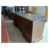 wood credenza with glass top