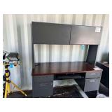 Metal Office Desk with Hutch and Storage