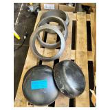Lot - Assorted Industrial Pipe Fittings: SA234 WPB Pipe Caps and SA105N Slip-On Flanges