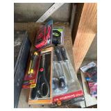 Lot- Shop Blade Utility Knife, Centech 7 Function Multi Tester, Screwdriver Set, Scissors, Tape Measure