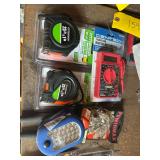 Lot- Fence Pliers, Centech 7 Function Multimeter, Tape Measures, LED Worklight