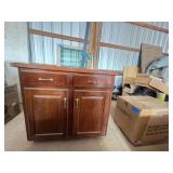 Wooden Kitchen Island Cabinet with Blue Tiled Top
