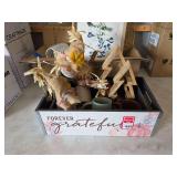 Fall Decor - Wood Tray, Scarecrows, Mugs, and Tree Figurines