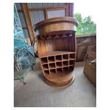 Wood Barrel-Style Home Bar and Wine Rack Table