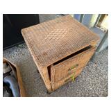 Wicker Two-Drawer Nightstand with Casters