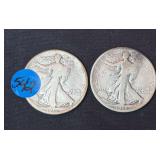 Lot - (2) Walking Liberty Silver Half Dollars