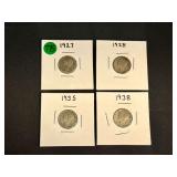 Lot - (4) Silver Mercury Dimes
