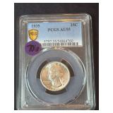 1935 Washington Silver Quarter PCGS AU55