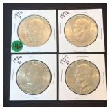 Lot - (4) Eisenhower Dollars: (1) 1977-D and (3) Bicentennial 1776-1976