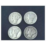 Lot - (4) 1936 Mercury Silver Dimes