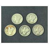 Lot - (5) Mercury Silver Dimes - 1930, 1934 and 1935