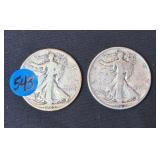 Lot - (2) Walking Liberty Silver Half Dollars