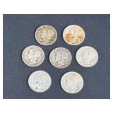 Lot - (7) 1940 Mercury Silver Dimes