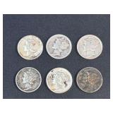 Lot - (6) 1944 Mercury Silver Dimes