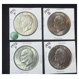 Lot - (4) Eisenhower Dollars 1971-P, 1971-D, 1972-P, 1972-D