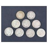 Lot - (9) Silver Roosevelt Dimes