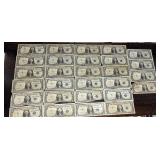 Lot - (28)  United States $1 Blue Seal Silver Certificates