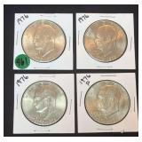 Lot - (4) 1776-1976 Eisenhower Bicentennial Dollars