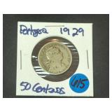 1929 Portugal 50 Centavos Coin