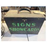 Cool, vintage signs and show cards box. Locked.