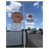 (2) Reproduction Porcelain steel Shell/Pegasus signs with a double sided 14