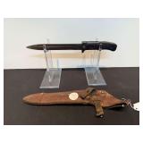 Military Bayonet with Leather Scabbard