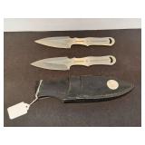 Gil Hibben GH2006 Throwing Knives Set - (2) with Leather Sheath