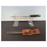 Swiss Stgw 57 Bayonet with Scabbard and Leather Frog Marked Poth Helchnau