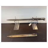 Military Bayonet with Scabbard and Wooden Handle