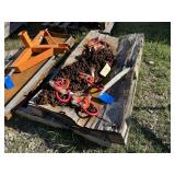 Heavy Duty Industrial Link Chain with Red Hooks