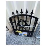 Bi-Parting Galvanized Wrought Iron Gate with Deer Motif, 3.9 ft. x 6.3 ft.