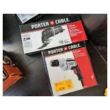 Porter-Cable Power Tool Lot: 3.0 Amp Oscillating Multi-Tool Kit and 6.5 Amp 3/8 Inch Drill