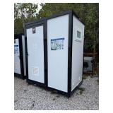 New Unused Mobile Toilet with Shower, 51in W x 79in L x 89in H, White with Black Frame