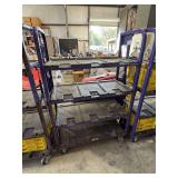 Industrial Four-Tier Rolling Stock Cart with Folding Shelves