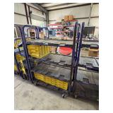 Industrial Rolling Utility Carts with Adjustable Shelves and Plastic Crates