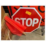 24 Inch Stop/Slow Road Sign With 2 Flags