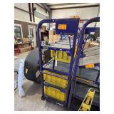 Industrial Purple Rolling Stock Cart with Shelves and Yellow Plastic Bins