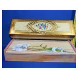 2 Wood Decorated Boxes