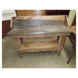 Handmade Wood Primitive Style Table w/Back Splash