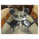 Round Glass Top Table w/ 4 Padded Chairs