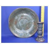 Pottery Bowl & Candlesticks - Signed "Rainey"