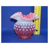 Fenton Cranberry Opalescent Hobnail Bowl