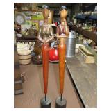 Pair of Modernist Wood Carved Women Statues