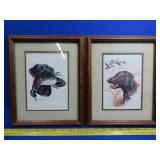 2 Bird Dog Framed Prints - 9x12