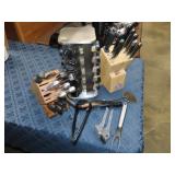 Kitchen Knife Block and Spice Lot