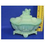 Jadeite Swirl Handle Candy Dish