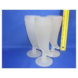 3 Frosted Horn Glasses