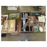 Lot of Framed Artwork w/ Tote