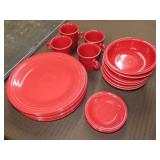 18 Pieces of Red Fiesta Ware